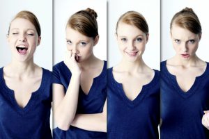 Girl with different facial expressions