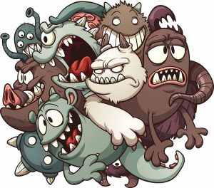A bunch of cartoon monsters